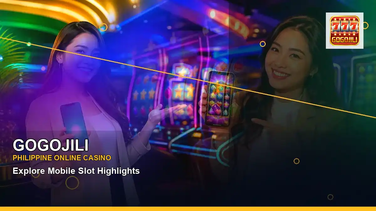GOGOJILI gold jackpot slot games featuring an adult Filipina casino host with a left close-up composition